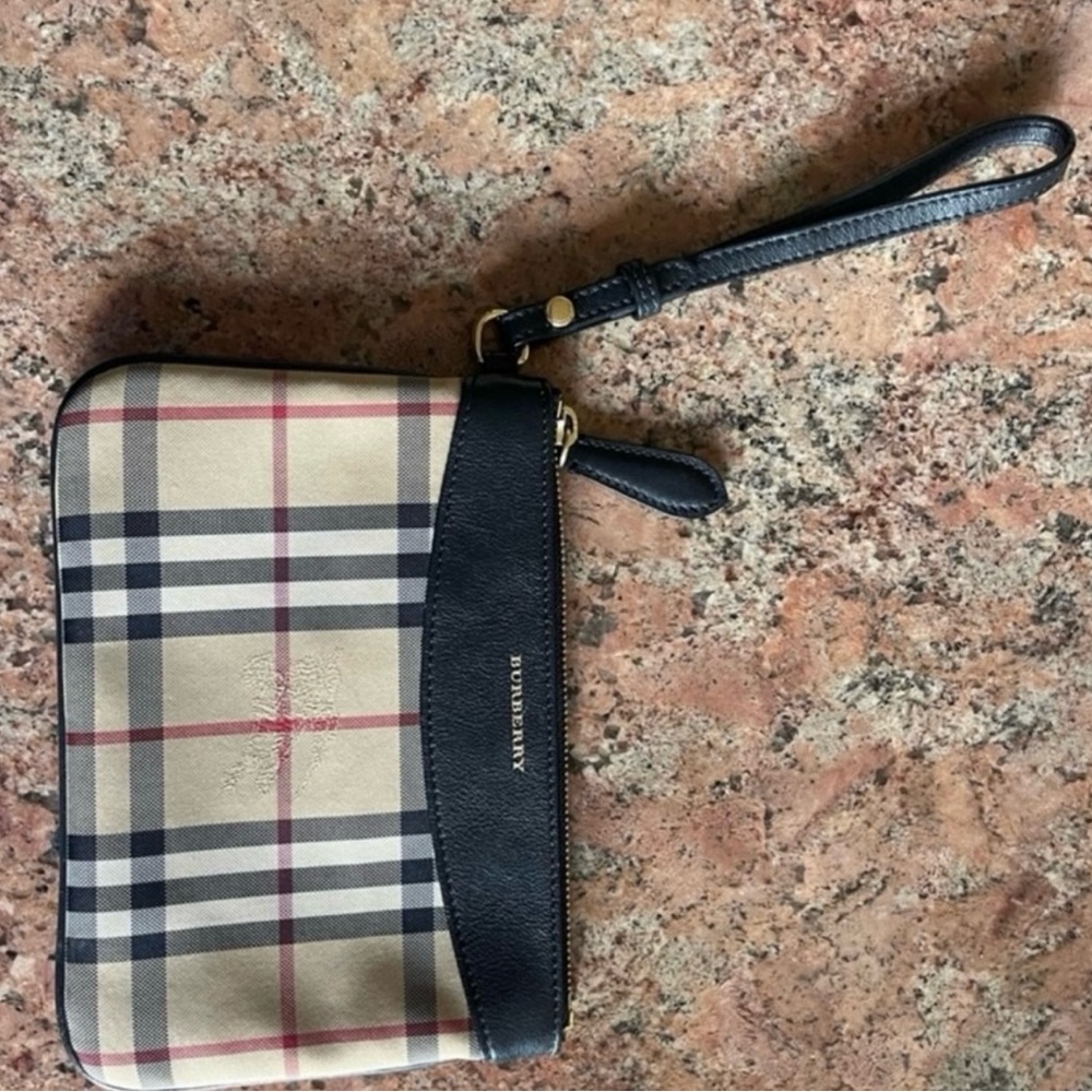 Burberry Checkered Wristlet with Black Trim